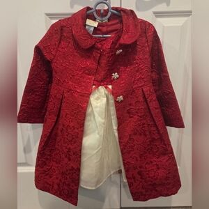 Elegant Red Floral Women's Coat